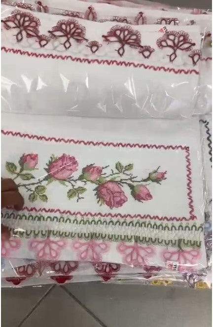 Pamuklu Kanaviçe Havlu, Çift Taraflı Çeyizlik, Hediyelik Havlu, Kanaviçe Desenli Havlu 1 Adet