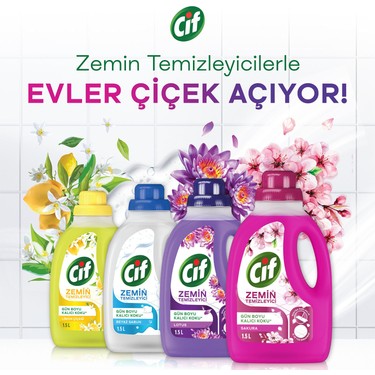 1500 ml Sakura Zemin Temizleyici, Kalıcı Koku ve Ekstra Parlaklık