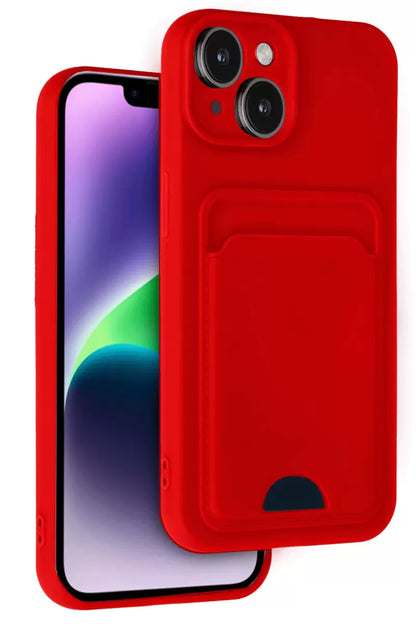 iPhone 14 Kılıf Kelvin Kartvizitli Silikon - Kırmızı