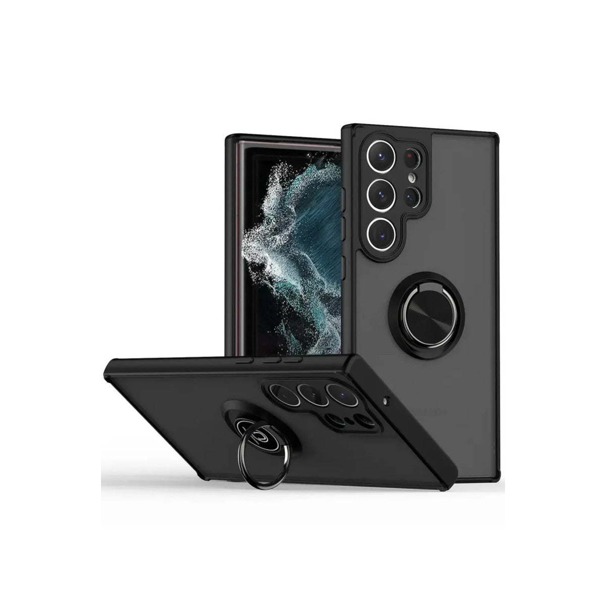 Galaxy S25 Ultra Kılıf Montreal Yüzüklü Silikon Kapak - Siyah