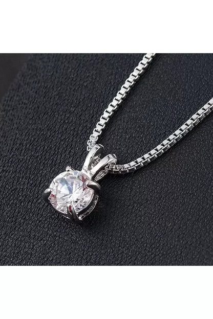Kolye 925 Ayar Gümüş Kristal Taşlı Zincirli Şık ve Zarif Kadın Kolye Modeli