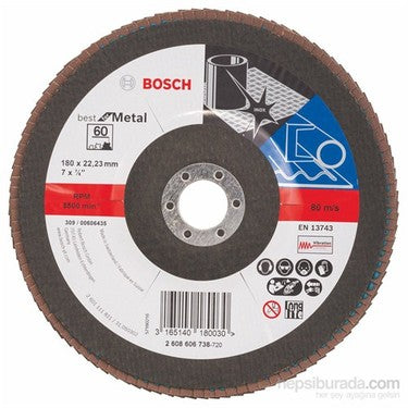 180 mm Zımpara Diski, 22,23 mm Delik, 60 Kum