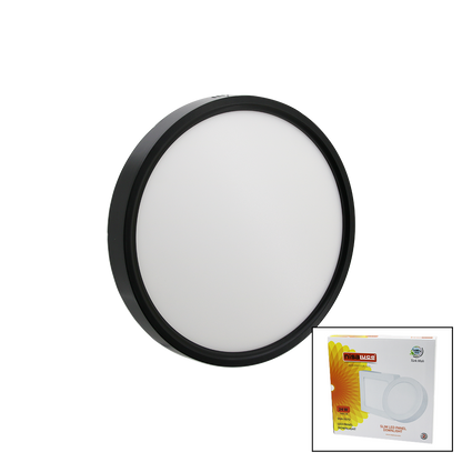 24W LED Slim Panel Yuvarlak Siyah Metal Kasa 6500K (Sıva Üstü, 1680 lm)