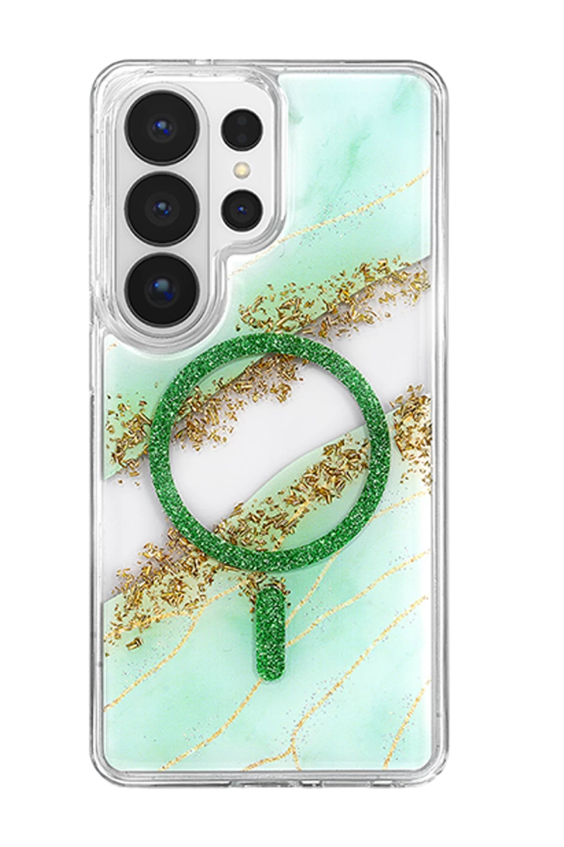 Onegif Galaxy S26 Ultra Lotus Simli Magsafe Kapak - Yeşil