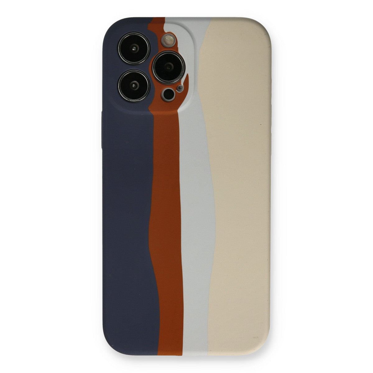 iPhone 13 Pro Kılıf Ebruli Lansman Silikon - Lacivert-Krem