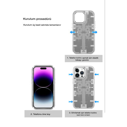 iPhone 13 Pro Max Kılıf Mekanik Bumper Kapak - Derin Mor