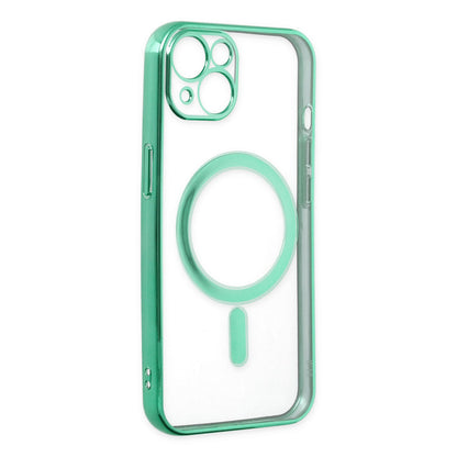iPhone 14 Plus Kılıf Magneticsafe Lazer Silikon - Haki Yeşil