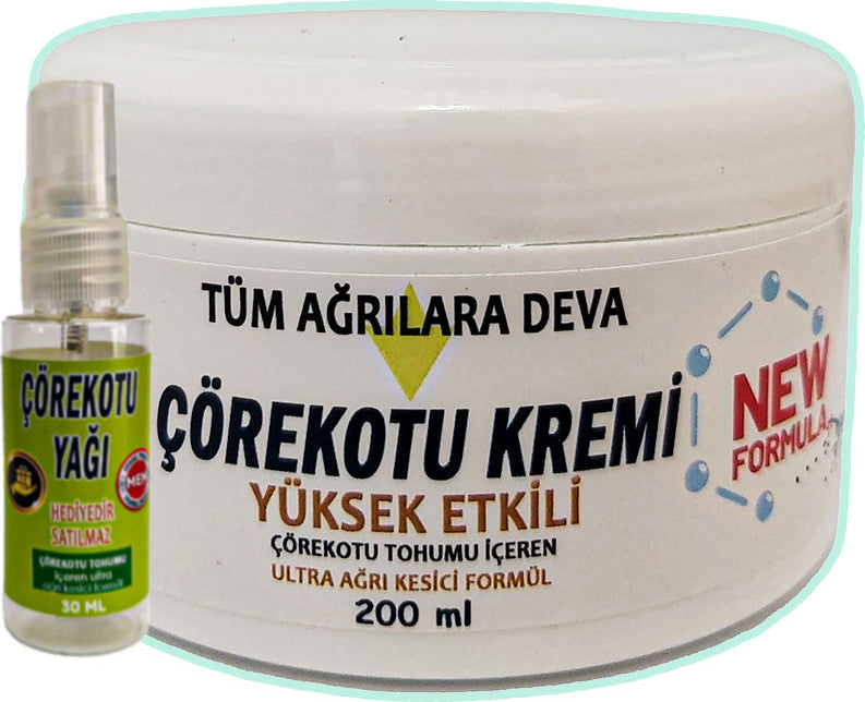 Çörek Otu Teskin Kremi 200 ml Beyaz Kavanoz + 30 ml Çörek Otu Yağı