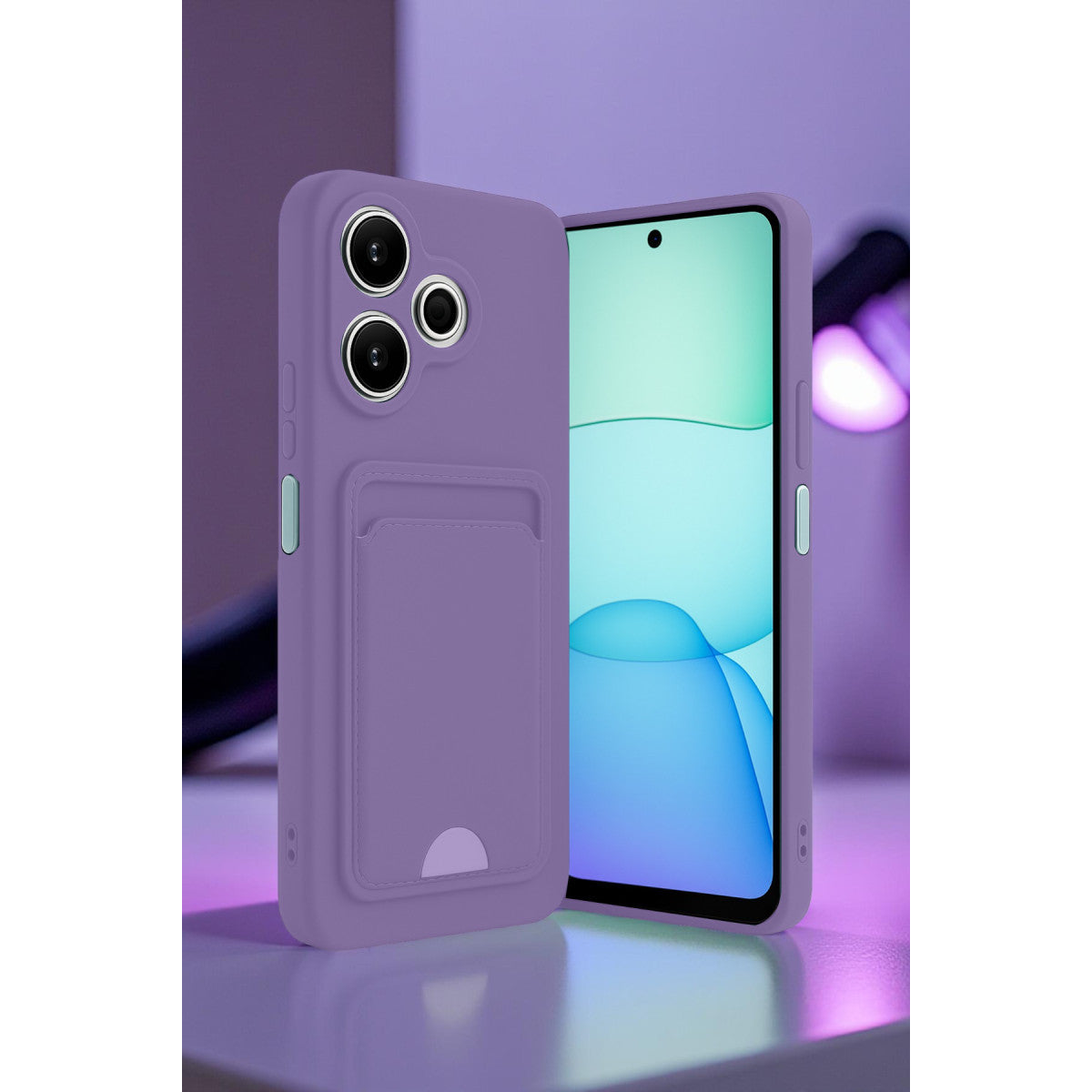 Redmi 13 4G Kılıf Kelvin Kartvizitli Silikon - Koyu Yeşil