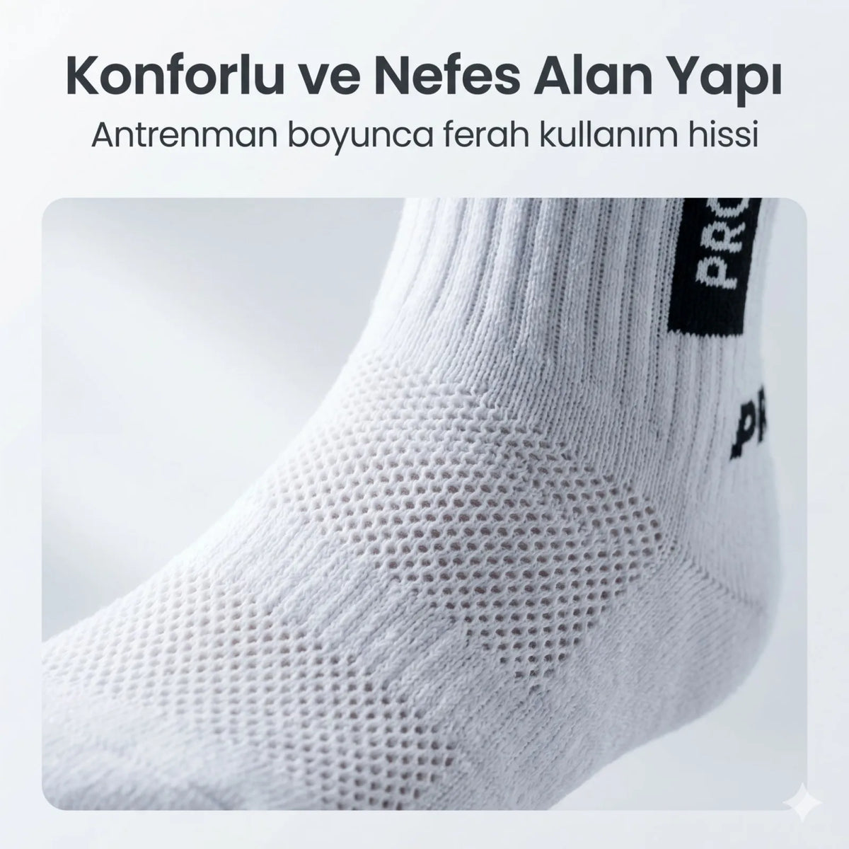 Kaydırmaz Spor 3'lü Çorabı Beyaz | Nefes Alan, Bilek Destekli, Güçlü Tutuşlu Performans Çorabı