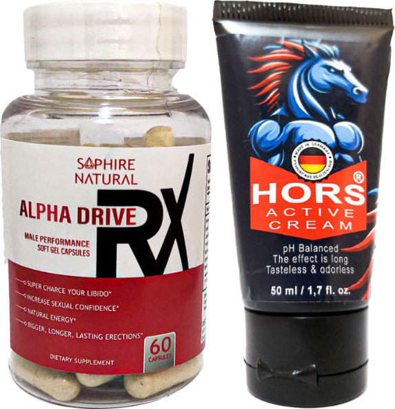 Alpha Drive Rx Erkeklere 60 Lı Soft Jel Formunda Özel Karışım + Hors Active Cream 50 ml Erkek Katılaştırıcı Krem