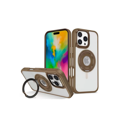 iPhone 16 Pro Max Banza Magsafe Standlı Kapak - Kahverengi