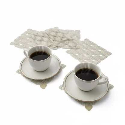 6 lı Dantel Kahve Sunumluğu 15x15 cm Asorti Desenli Bardak Altlığı Türk Kahvesi Fincan Sunum Seti