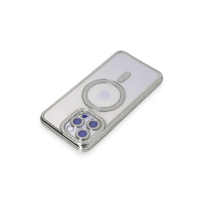 iPhone 15 Pro Kılıf Joke Simli Magneticsafe Kılıf - Gümüş
