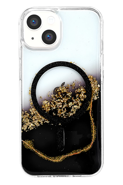 Onegif iPhone 15 Lotus Simli Magsafe Kapak - Siyah