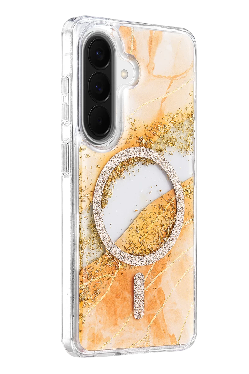 Onegif Galaxy A56 Lotus Simli Magsafe Kapak - Turuncu