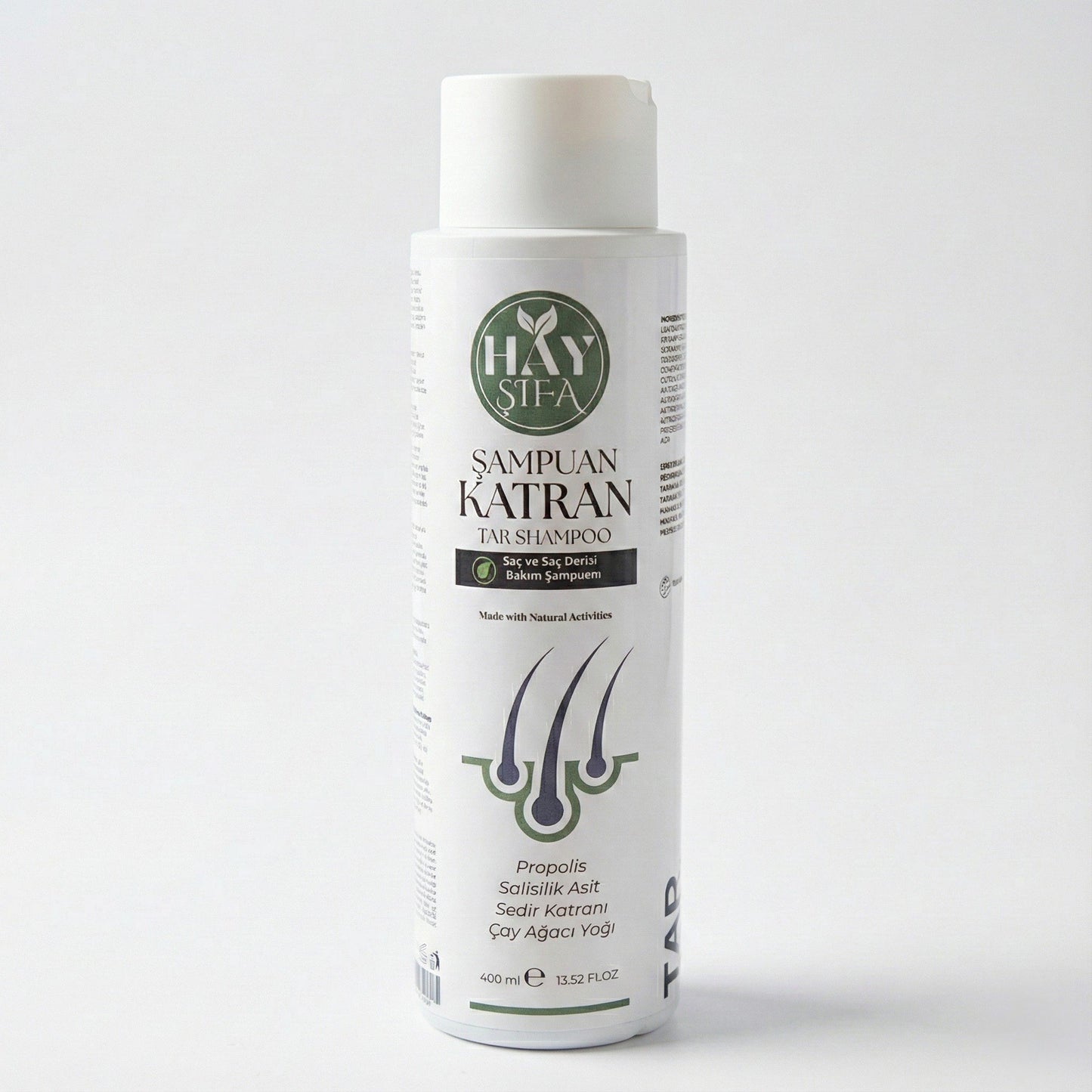 Katran Şampuanı 400 ml Sedir Katranı Çam Katranı Çay Ağacı Yağı ve Propolis İçeren Bitkisel Şampuan