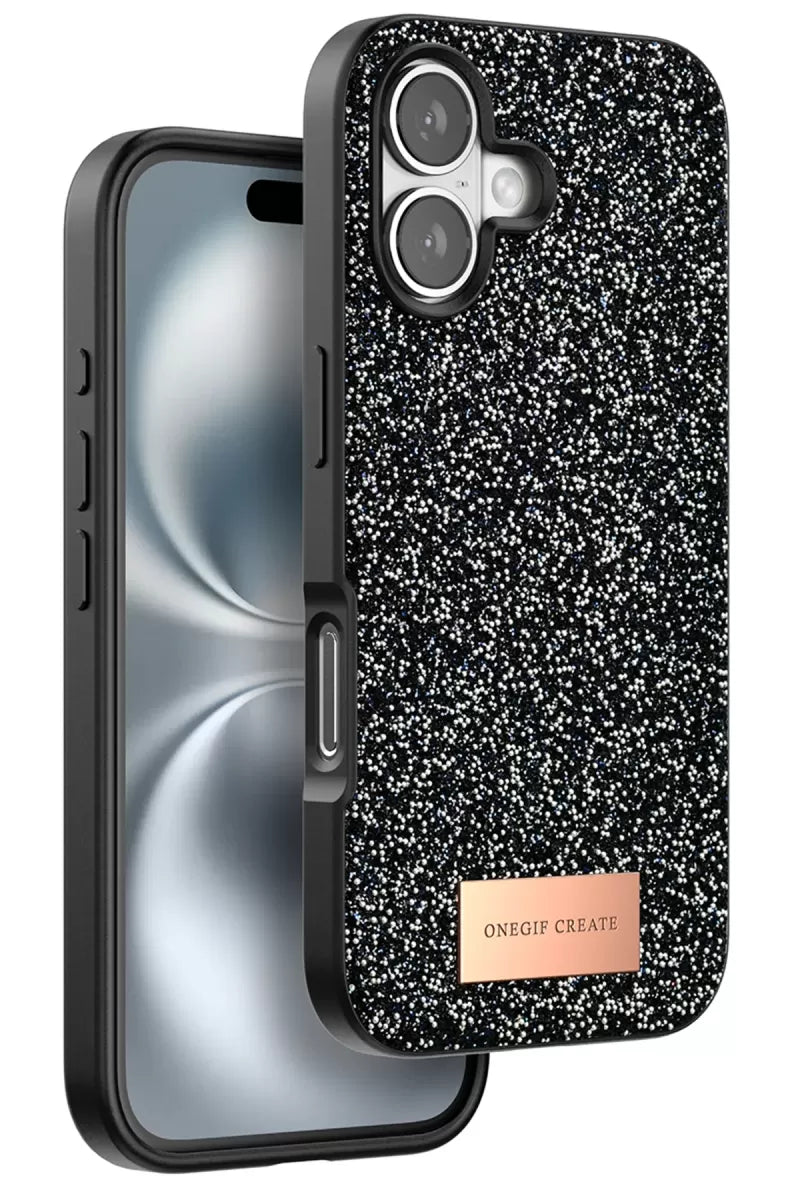 iPhone 16 Bright Simli Kapak - Siyah