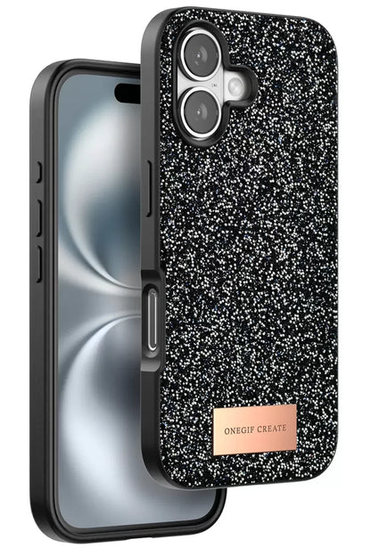 iPhone 16 Bright Simli Kapak - Siyah