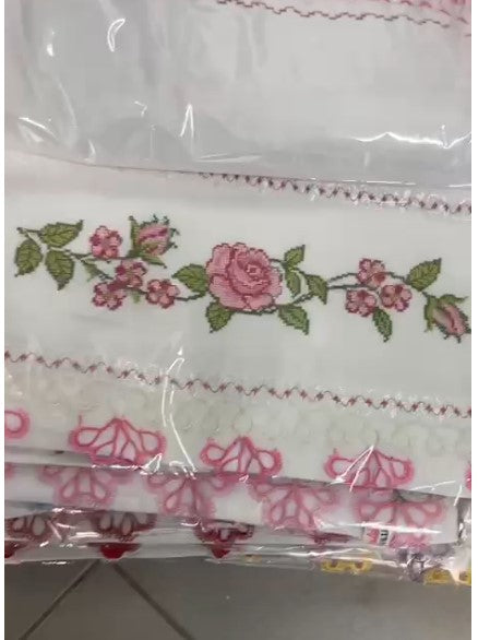 Pamuklu Kanaviçe Havlu, Çift Taraflı Çeyizlik, Hediyelik Havlu, Kanaviçe Desenli Havlu 1 Adet