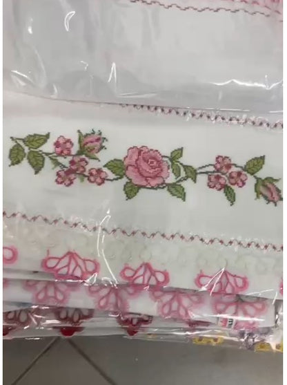 Pamuklu Kanaviçe Havlu, Çift Taraflı Çeyizlik, Hediyelik Havlu, Kanaviçe Desenli Havlu 1 Adet