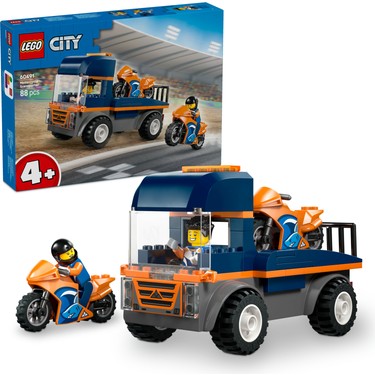 4 yaş ve üzeri çocuklar için motosiklet taşıyıcı set - 2 minifigür içeren