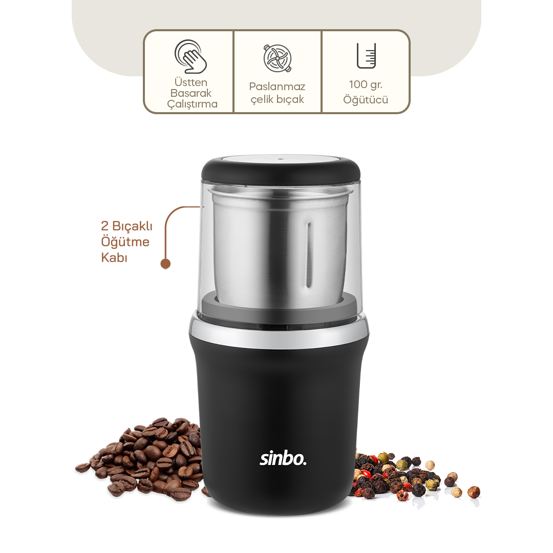 Kahve & Baharat Öğütücü 200W Çelik Bıçak 100g