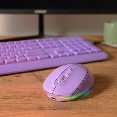 Mor Kablosuz Multimedia Klavye ve Mouse, Rainbow Aydınlatma
