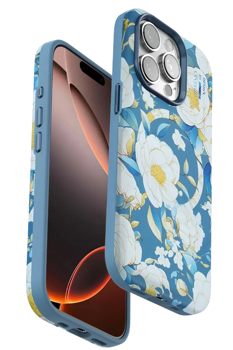 iPhone 15 Pro Flower Series Magsafe Kapak - Mavi