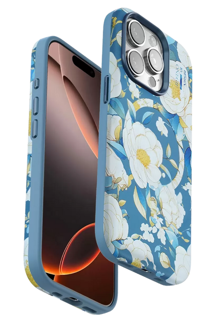 iPhone 15 Pro Flower Series Magsafe Kapak - Mavi