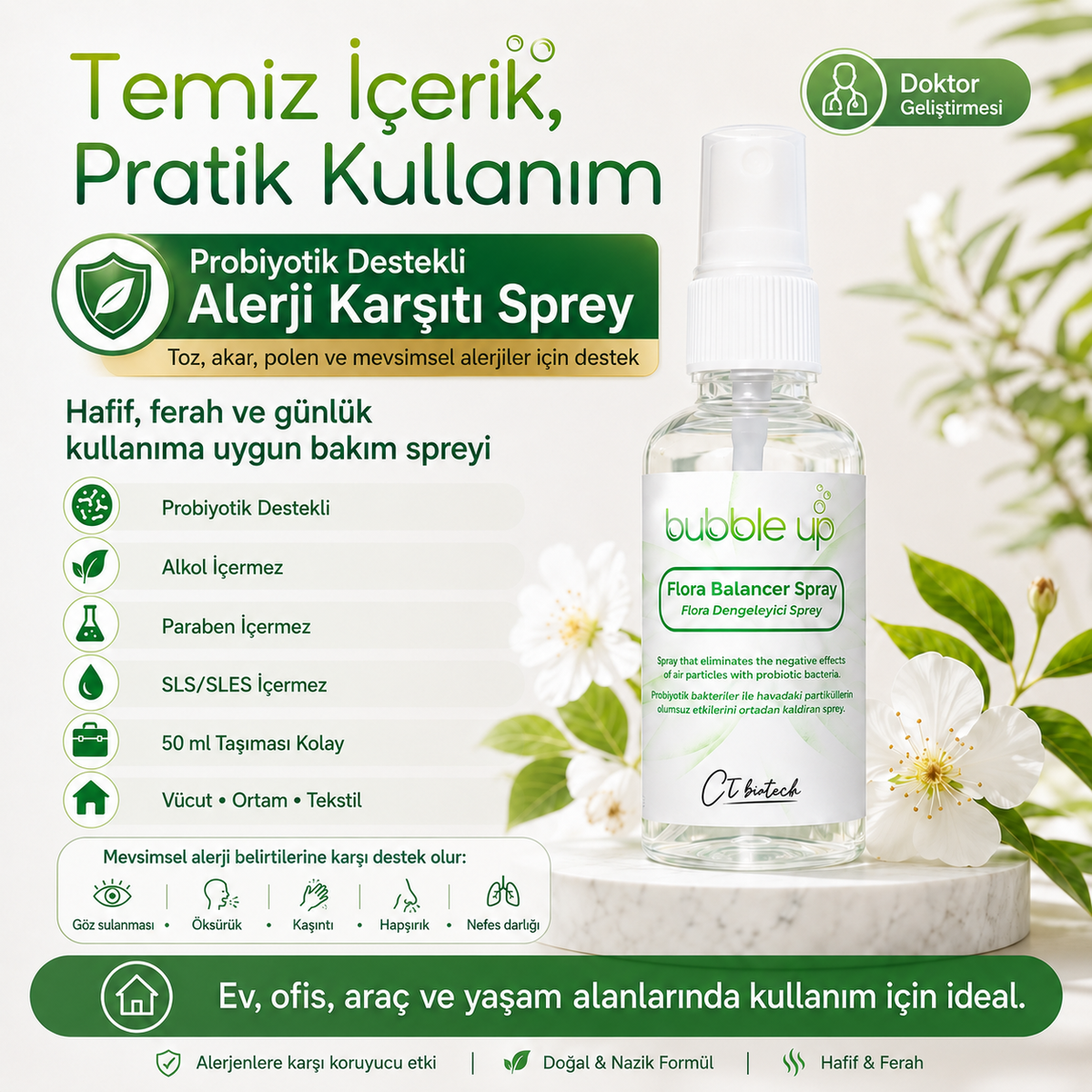 Bubble Up Probiyotik Destekli Alerji Karşıtı Ortam Spreyi 50 ml