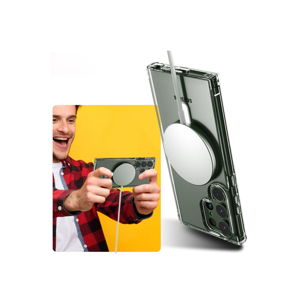 Galaxy S23 Ultra Kılıf Magneticsafe Şeffaf Silikon - Şeffaf