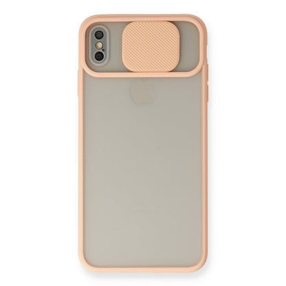 iPhone X Kılıf Palm Buzlu Kamera Sürgülü Silikon - Pembe