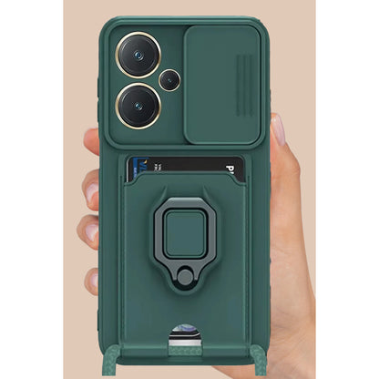Redmi Note 13 Pro Plus Kılıf Zuma Kartvizitli Yüzüklü Silikon - Kırmızı