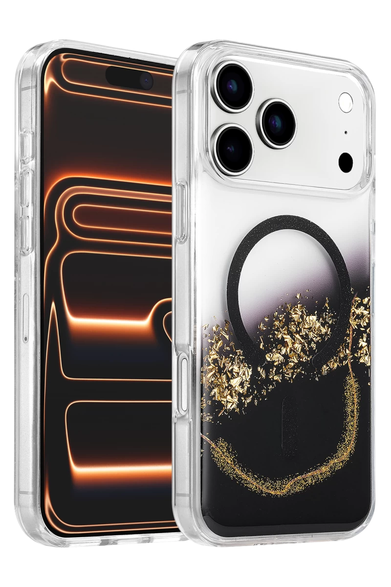 Onegif iPhone 17 Pro Lotus Simli Magsafe Kapak - Siyah