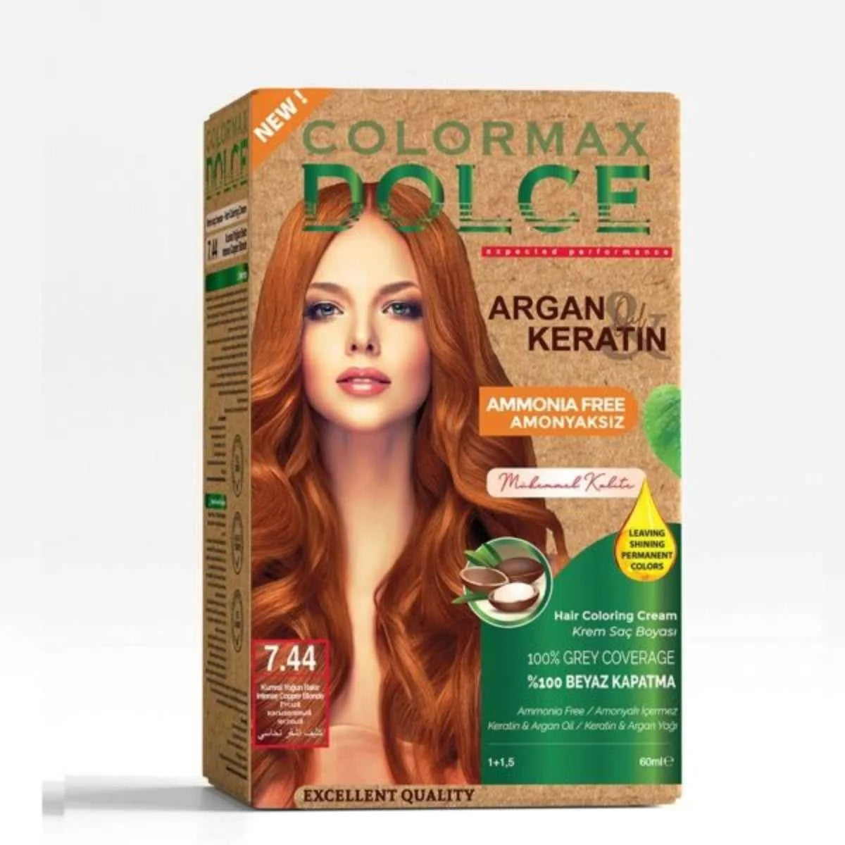 Dolce Amonyaksız, Doğal Set Boya - 7.44 Kumral Yoğun Bakır