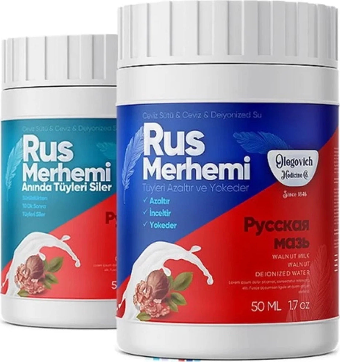 Olegovich Medicine Rus Merhemi 50 ml (Tüy Dökücü - Tüy Azaltıcı) 2li Set