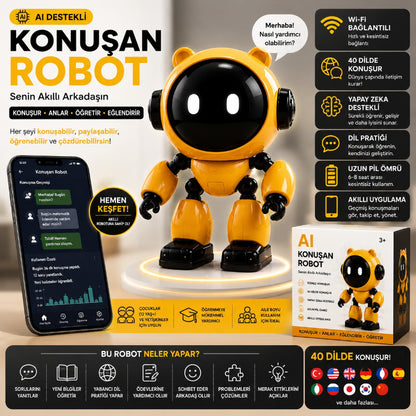 Yapay Zeka Robot Oyuncak - Konuşan Robot - Wi-Fi Uygulamalı - Çocuklar İçin Eğitici Oyuncak