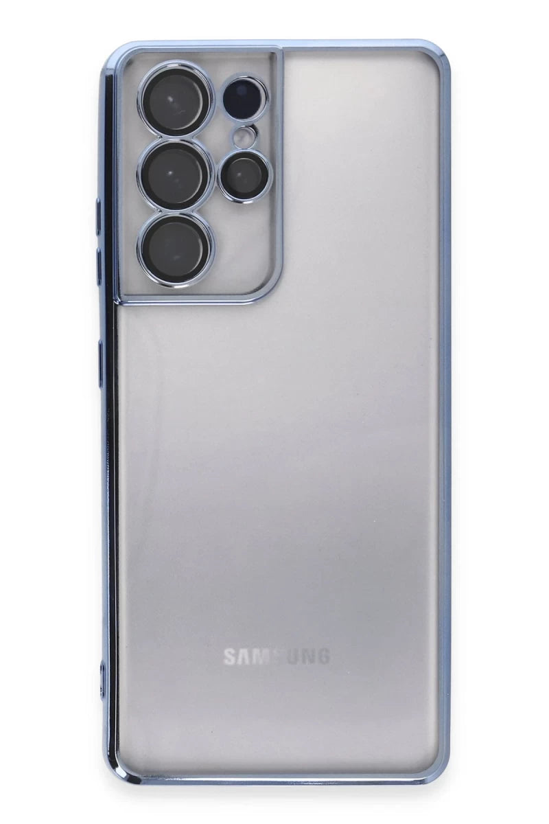 Galaxy S21 Ultra Kılıf Razer Lensli Silikon - Açık Mavi