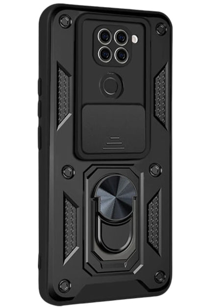 Redmi Note 9 4G Kılıf Pars Lens Yüzüklü Silikon - Siyah