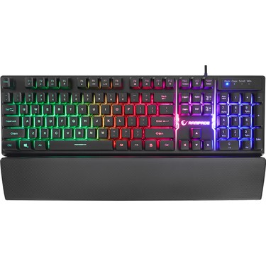 Rampage KB-RX77 Runner Siyah USB Rainbow Aydınlatmalı Ingilizce Klavye Düzeni Us Layout Bilek