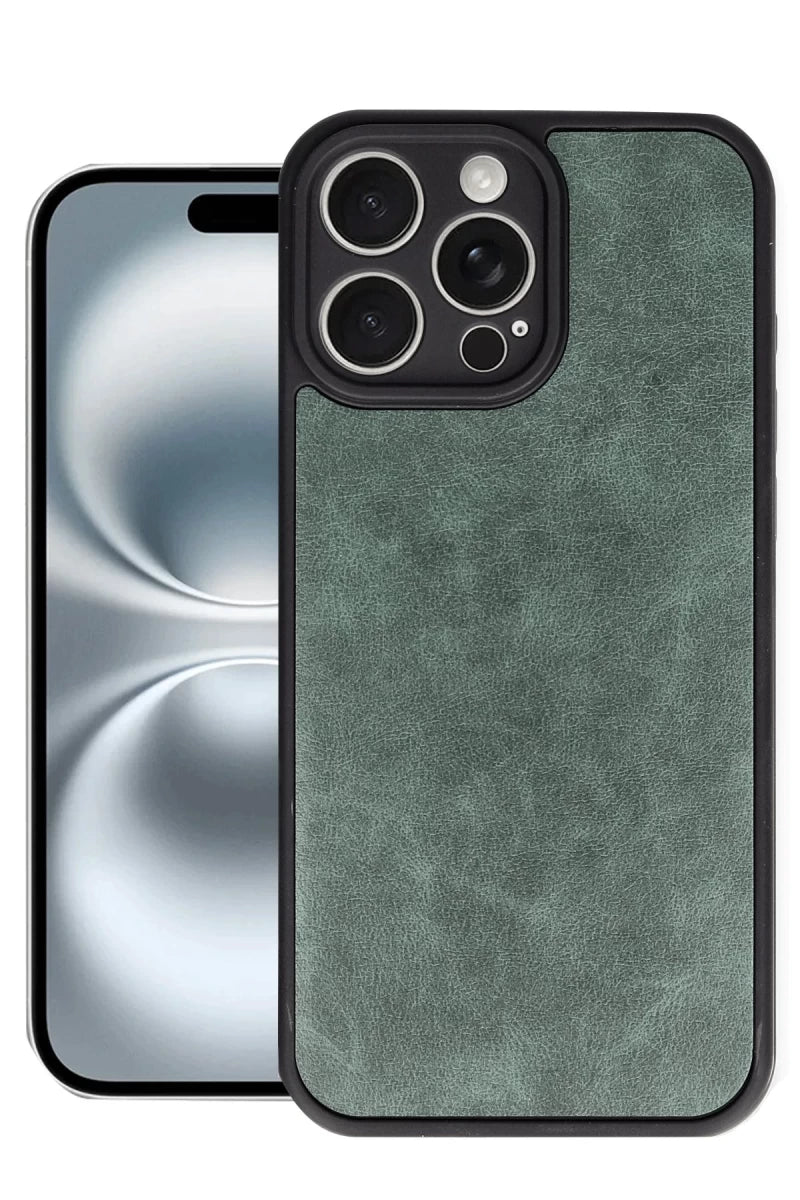 iPhone 16 Pro Kılıf Aras Deri Kapak - Koyu Yeşil