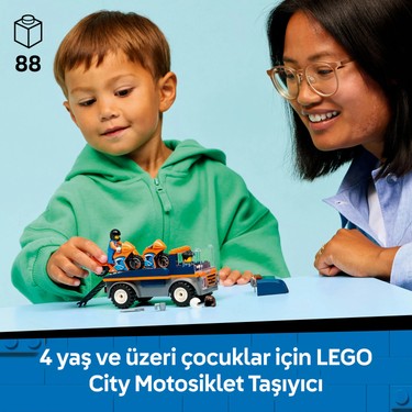 4 yaş ve üzeri çocuklar için motosiklet taşıyıcı set - 2 minifigür içeren