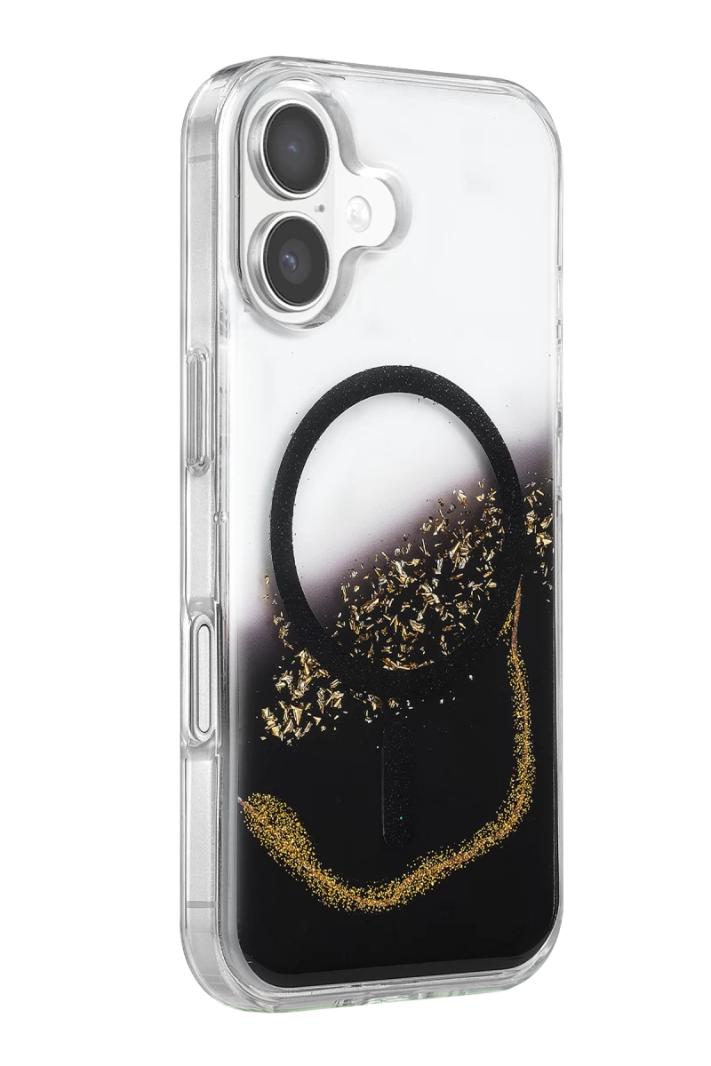 Onegif iPhone 16 Lotus Simli Magsafe Kapak - Siyah
