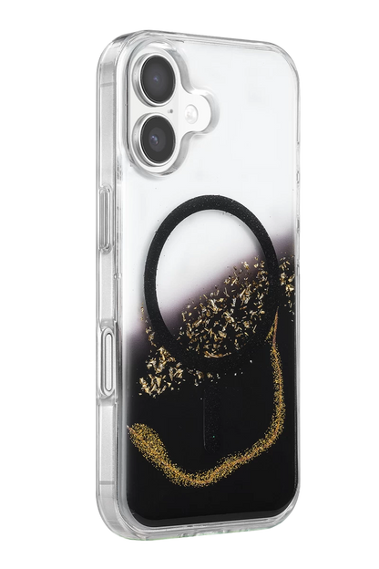Onegif iPhone 16 Lotus Simli Magsafe Kapak - Siyah