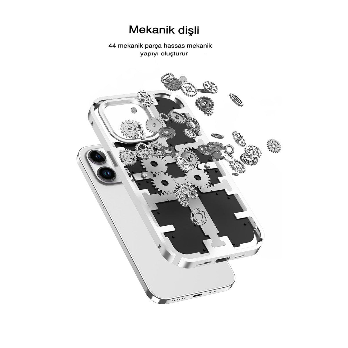 iPhone 14 Pro Max Kılıf Mekanik Bumper Kapak - Derin Mor