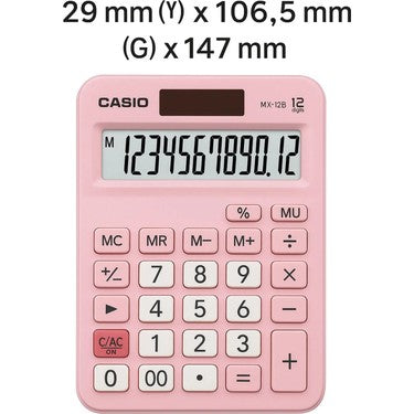 12 Haneli Masa Üstü Hesap Makinesi, Pembe Renk