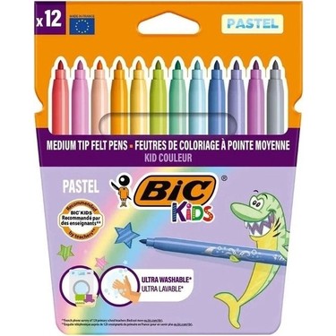 Pastel Renklerde 12'li Keçeli Boya Kalemi, Çocuklar İçin
