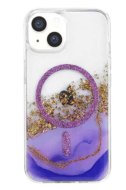 Onegif iPhone 15 Lotus Simli Magsafe Kapak - Mor