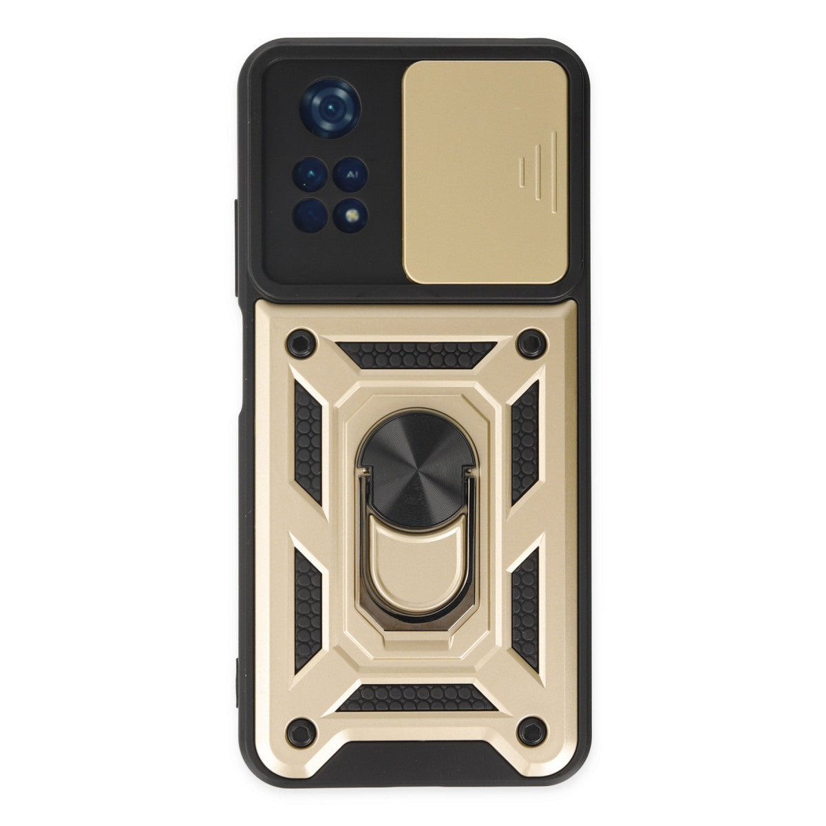 Poco M4 Pro 4G Kılıf Pars Lens Yüzüklü Silikon - Gold